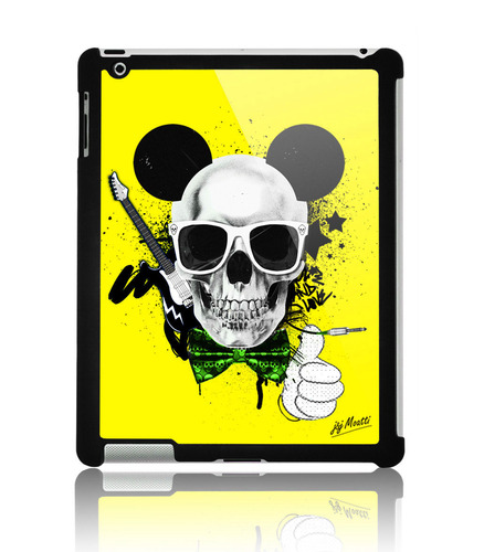 Coque ipad 2 Skull Mouse Attitude Yellow by J&amp;J MOATTI