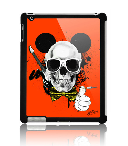Coque ipad 2 Skull Mouse Attitude Orange by J&J MOATTI