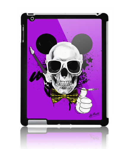 Coque ipad 2 Skull Mouse Attitude Purple by J&amp;J MOATTI
