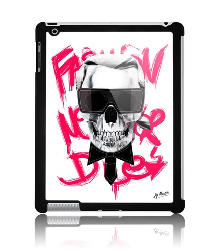 Coque ipad 2 Skull Karl Tag pink by J&amp;J MOATTI