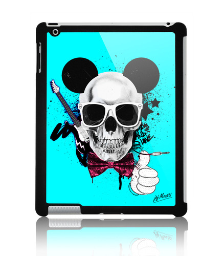 Coque ipad 2 Skull Mouse Attitude Blue by J&amp;J MOATTI
