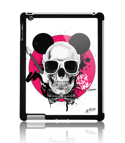 Coque ipad 2 Skull mouse end Rock White by J&amp;J MOATTI
