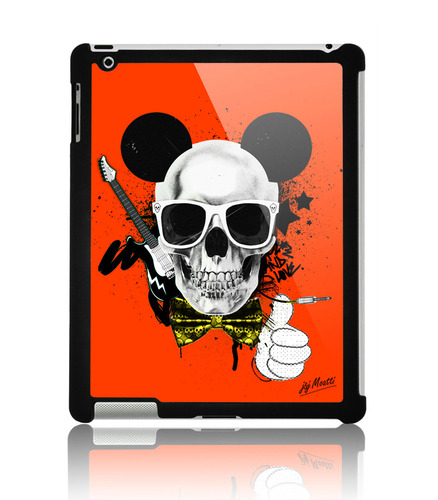 Coque ipad 2 Skull Mouse Attitude Orange by J&amp;J MOATTI