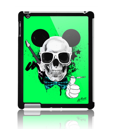 Coque ipad 2 Skull Mouse Attitude Green by J&amp;J MOATTI