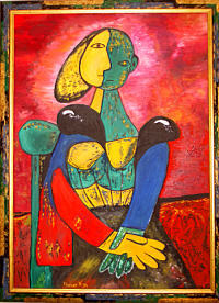 SALES Mutter und Kind , 50x70cm, Öl auf Leinwandkarton mit Rahmen by manuwa