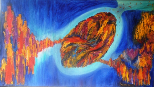 SALES Gedankenloslösung, 115x65cm, Öl auf Leinwand by manuwa