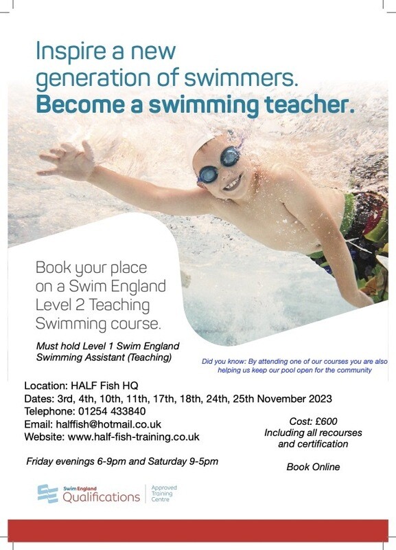 Swim England Level 2 Swimming Teaching on 3rd, 4th, 10th, 11th, 17th, 18th, 24th, 25th November 2023