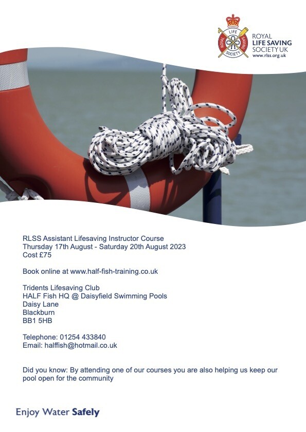 RLSS Assistant Lifesaving Instructor Course Thursday 17th August - Saturday 20th August 2023