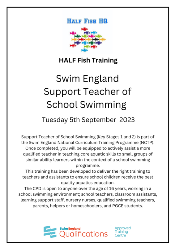 Swim England Support Teacher of School Swimming
Tuesday 5th September 2023