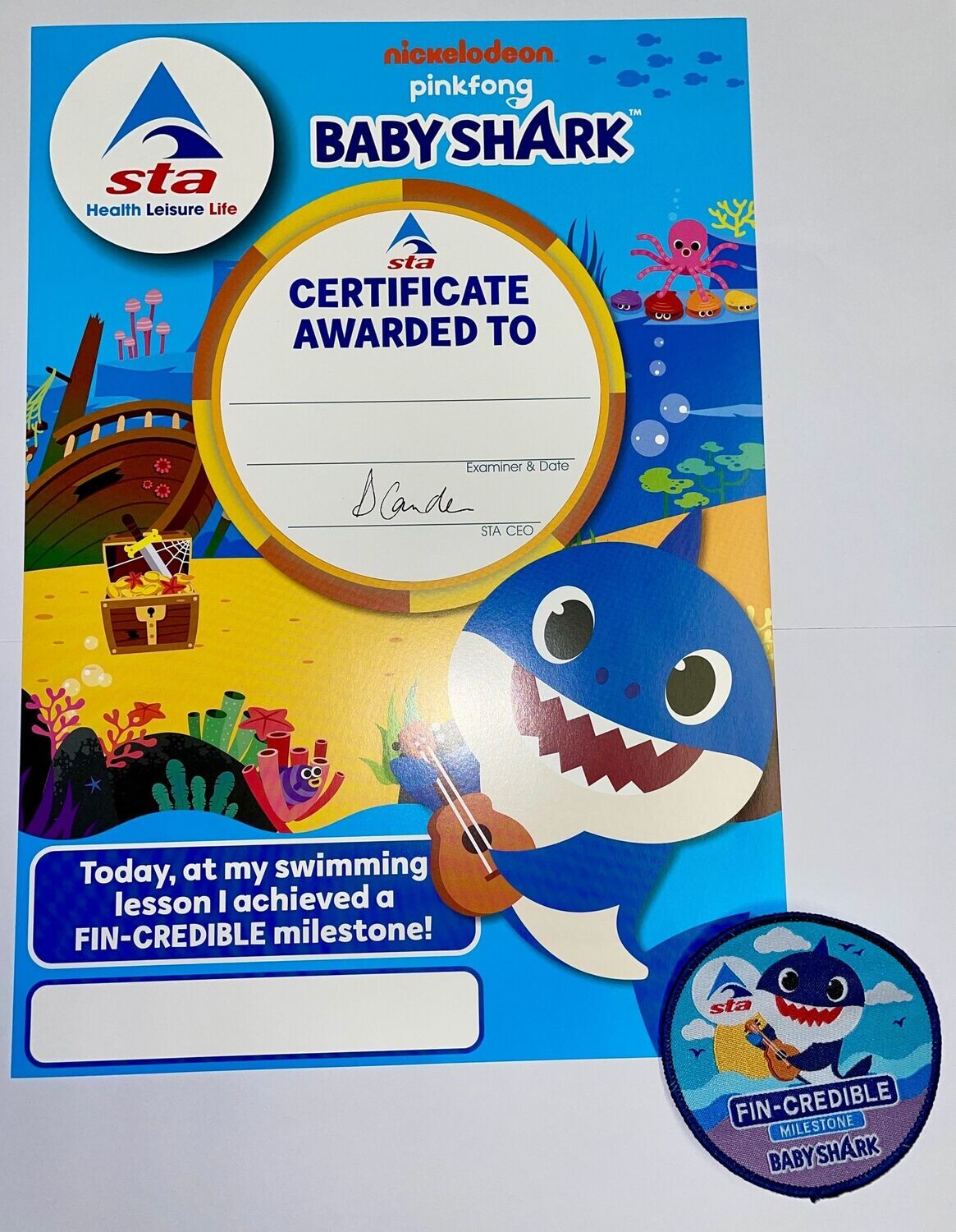 STA Baby Shark 'FIN-CREDIBLE Milestone' Certificate and Badge