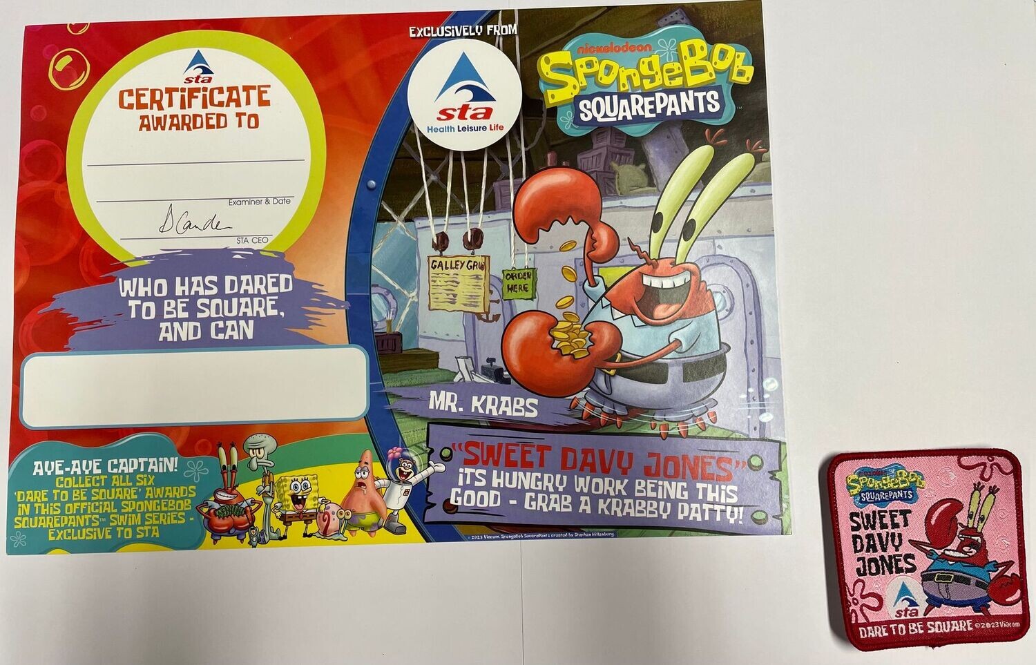 Spongebob Squarepants Mr. Krabs Certificate and Badge