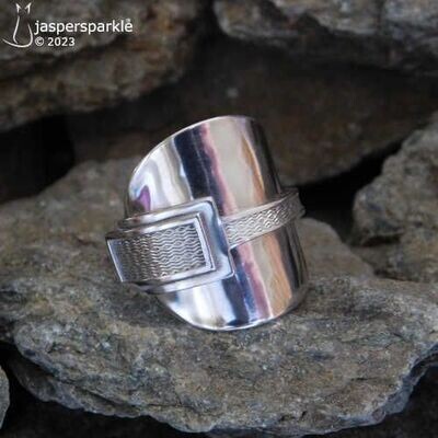 Engined Turned Spoon Ring Birmingham 1932 Size P Q R S or T