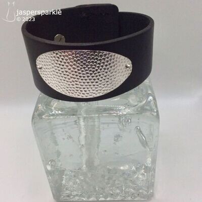 Polka Dot Leather & Silver Spoon Wrist Strap (Black)