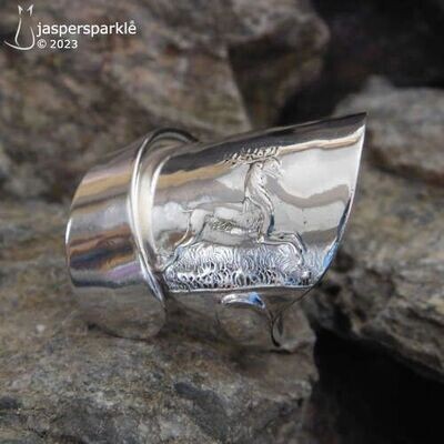Stag Picture-back Spoon Ring Sheffield 1911 Size S T U V W or X
