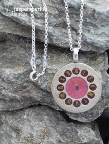 Victorian Enamel Watch Face Pendant (Pink)