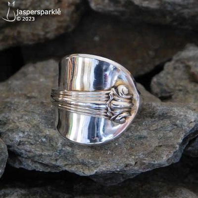Silver Gilt Spoon Ring London 1917 Size Q R S or T