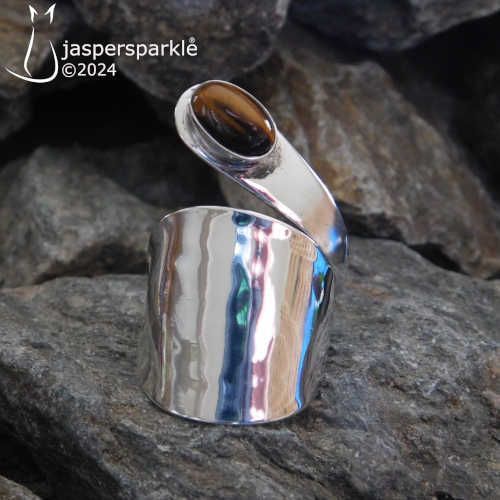 Tiger's Eye Spoon Ring Birmingham 1973 Size Q R S or T