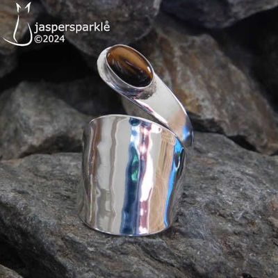 Tiger's Eye Spoon Ring Birmingham 1973 Size Q R S or T