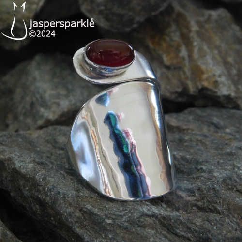 Cornelian Spoon Ring Birmingham 1973 Size O P Q R S or T