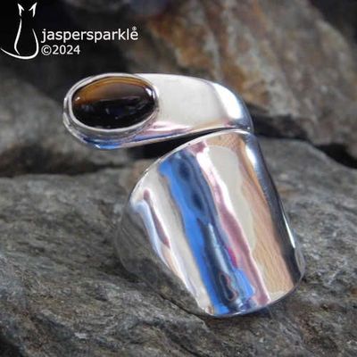 Tiger's Eye Spoon Ring Birmingham 1977 Size O P Q R or S