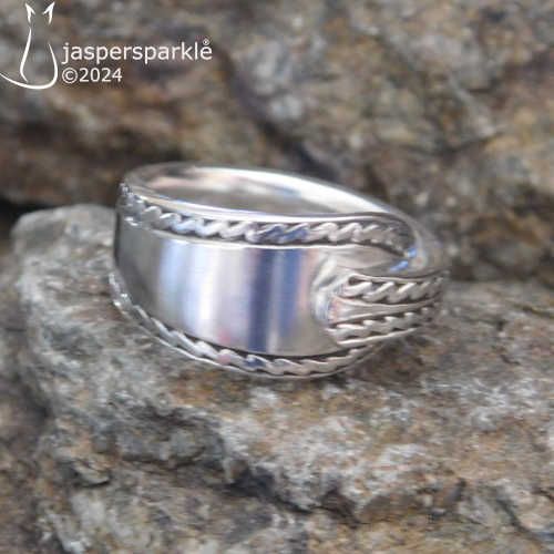 Feather Edge Spoon Ring Sheffield 1918 Size K L M or N