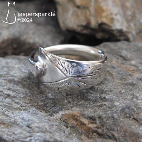 Ornate Spoon Ring Sheffield 1910 Size i J K or L
