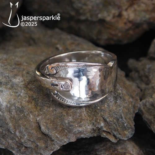 Silver Spoon Ring Netherlands c1950 Size L M N O or P