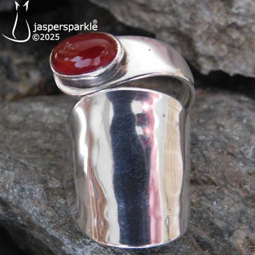 Carnelian Spoon Ring Birmingham 1973 Size N O or P