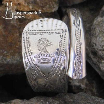 NEW! Victorian Crested Spoon Ring London 1895 Size S T U V or W