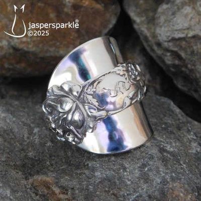 NEW! Floral Spoon Ring Rhode Island 1890 "S" Initialling Size P Q R S T or U