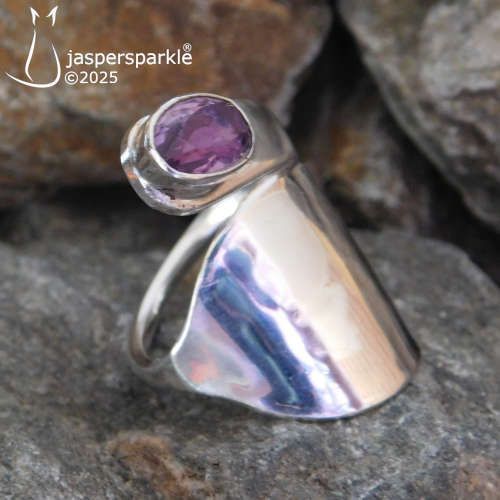 Amethyst Spoon Ring Birmingham 1979 Size P Q R S or T