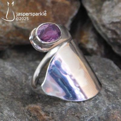 NEW! Amethyst Spoon Ring Birmingham 1979 Size P Q R S or T