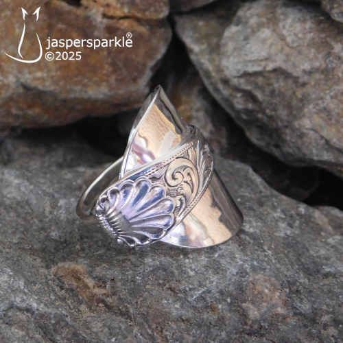 Ornate Spoon Ring Birmingham 1909 Size R S T U or V