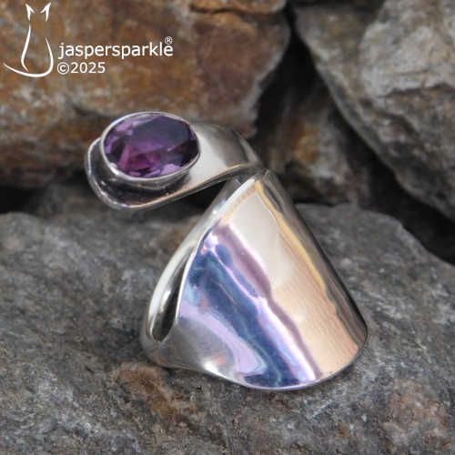 Amethyst Spoon Ring Birmingham 1979 Size O P Q or R