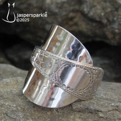 NEW! Floral Spoon Ring Birmingham 1902 Size T U V W or X