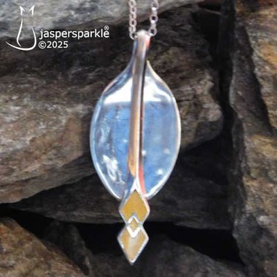 NEW! Yellow Enamel Silver Spoon Pendant Birmingham 1937 NEW! Yellow Enamel Silver Spoon Pendant Birmingham 1937