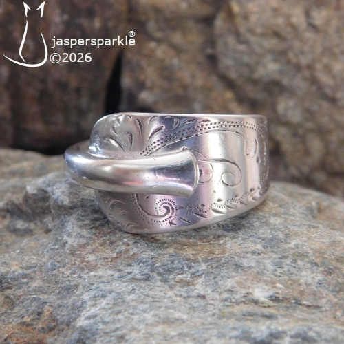 NEW! Brightcut Spoon Ring Sheffield 1909 Size O P Q R or S NEW! Brightcut Spoon Ring Sheffield 1909 Size O P Q R or S