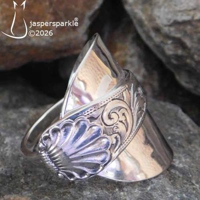NEW! Antique Spoon Ring Birmingham 1909 Size T U V or W NEW! Antique Spoon Ring Birmingham 1909 Size T U V or W