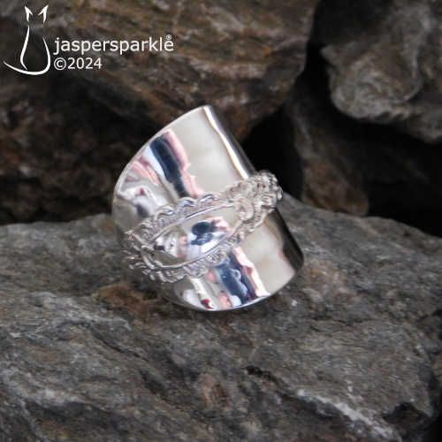Ornate Spoon Ring London 1906 Size R S T U V or W Ornate Spoon Ring London 1906 Size R S T U V or W