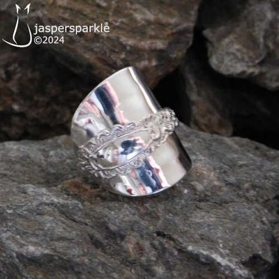 Ornate Spoon Ring London 1906 Size R S T U V or W Ornate Spoon Ring London 1906 Size R S T U V or W