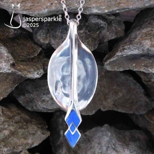 Blue Enamel Spoon Pendant Birmingham 1937