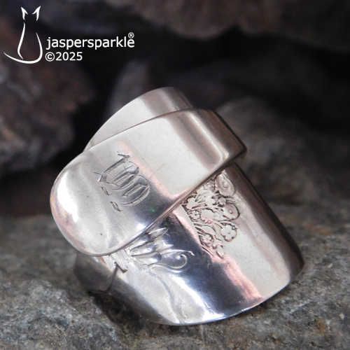 Victorian Spoon Ring London 1888 Size P Q R S T U or V