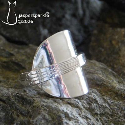 NEW! Art Deco Spoon Ring Birmingham 1954 Size R S T U or V NEW! Art Deco Spoon Ring Birmingham 1954 Size R S T U or V