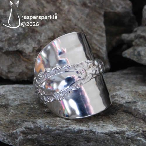NEW! Ornate Spoon Ring London 1906 Size O P Q or R