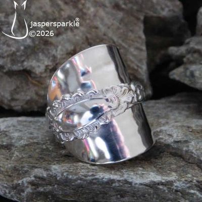 NEW! Ornate Spoon Ring London 1906 Size O P Q or R