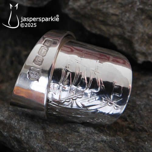 Galleon Spoon Ring Sheffield 1916 Size S T U V or W