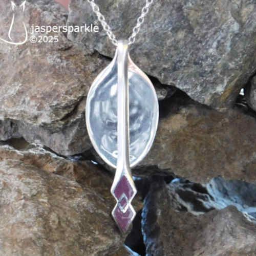 Purple Enamel Silver Spoon Ring Birmingham 1937