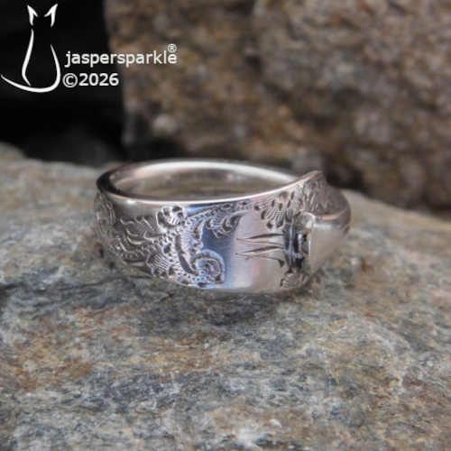 NEW! Monogrammed "W" or "M" Spoon Ring Sheffield 1903 Size i J K or L