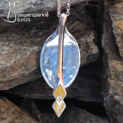 Yellow Enamel Silver Spoon Pendant Birmingham 1937
