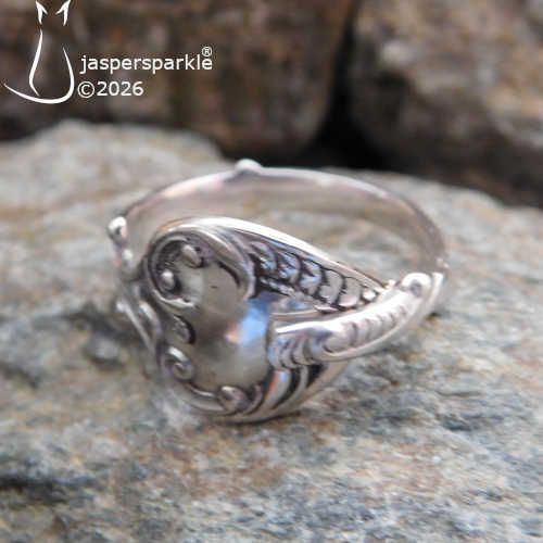 NEW! Antique Silver Spoon Ring Size O P Q R or S